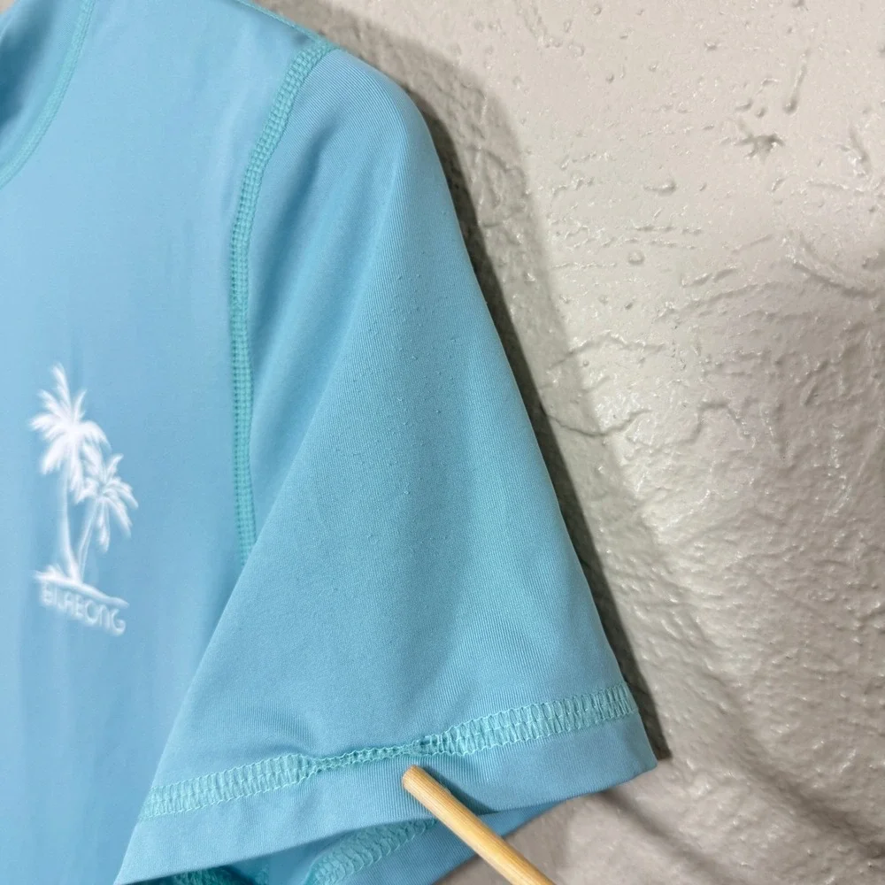 Billabong Rashguard Kids Large ABJWR00111 Blue Palm Tree UV Sun Protection Shirt